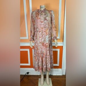 ZIMMERMANN
High-Neck Printed Ruffle Midi Dress